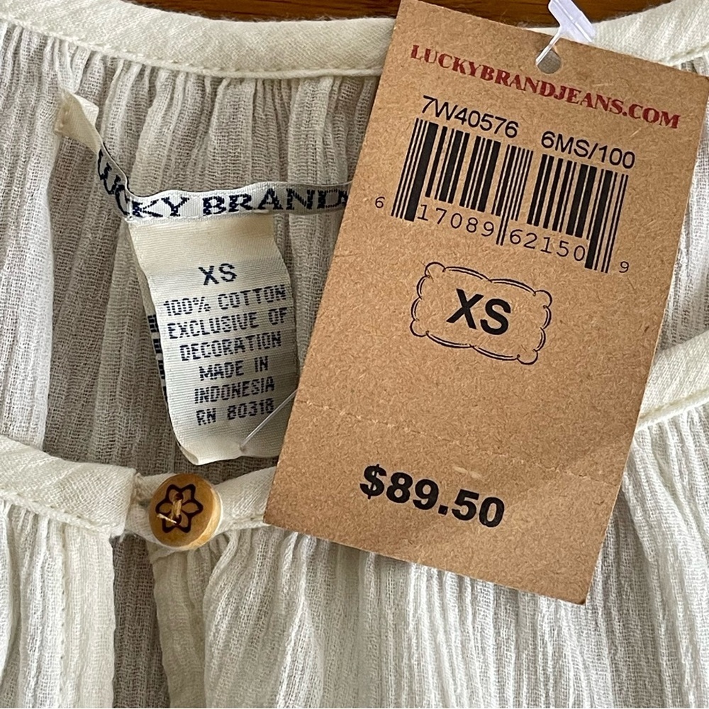 Lucky Brand Cream Peasant Blouse Cream Size XS - Picture 9 of 16